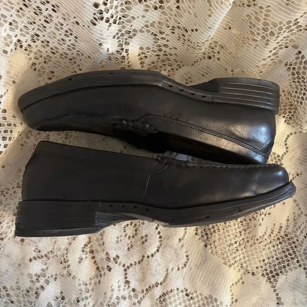 Clarks Men's Unstructured Men's US 11 W Black Leather Penny Loafers